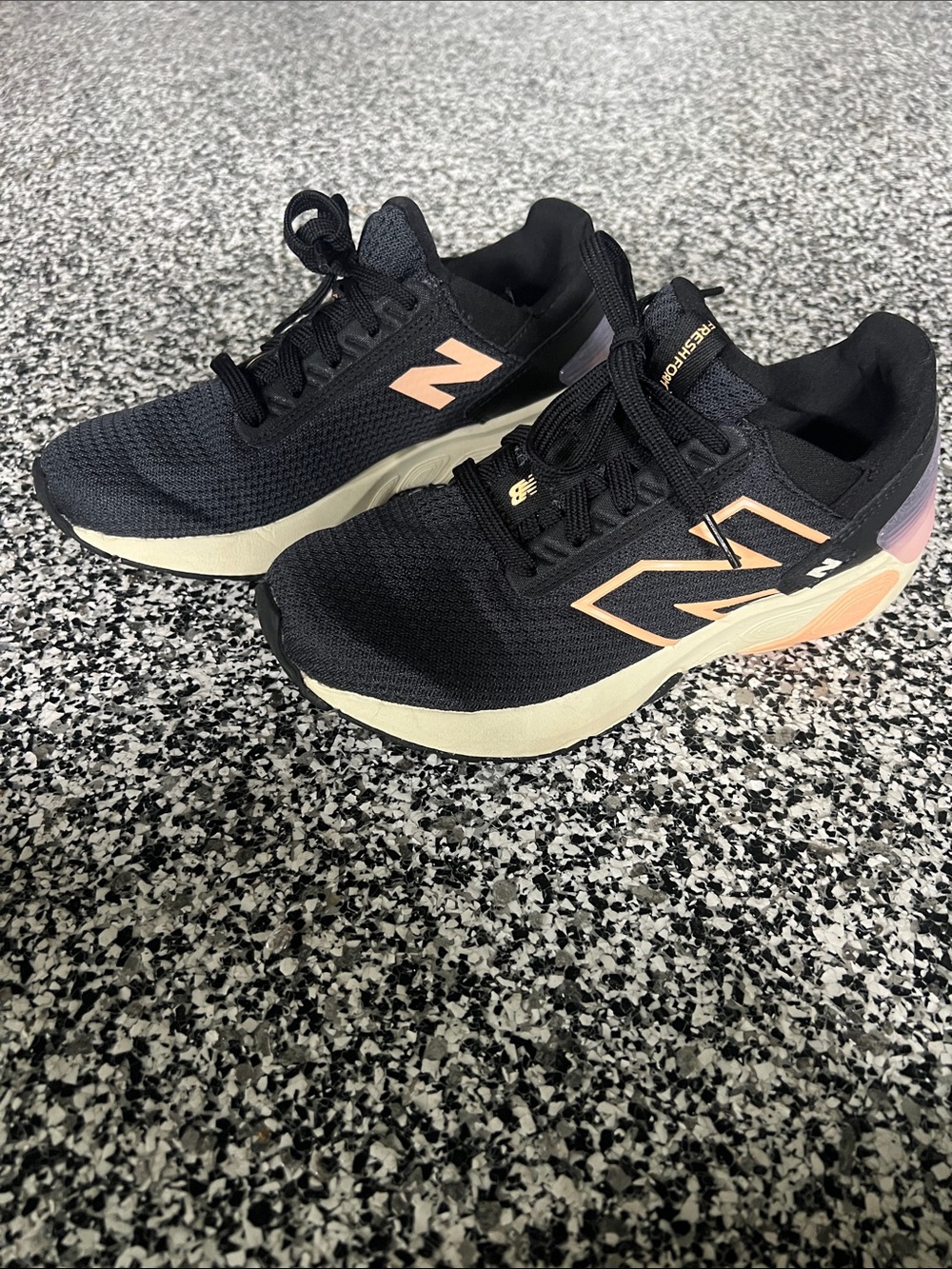 New Balance Women's Black with Peach Accent Athletic Shoes